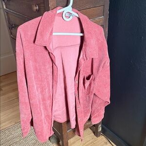 Women's Pink Corduroy Button Up